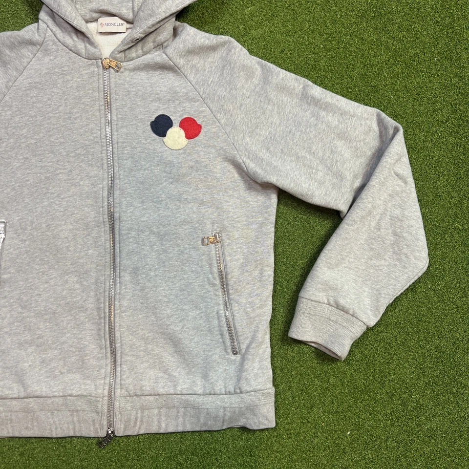 Moncler Cremallera Sudadera con Capucha Maglia Cárdigan Gris Mujer Talla Mediana Auténtico Foto 3 de 4
