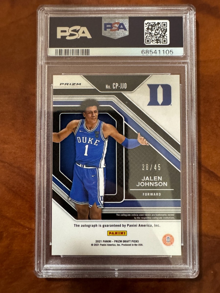PSA 9 - JALEN JOHNSON #/45 Auto 2021 Prizm DP AUTO ROOKIE BLUE