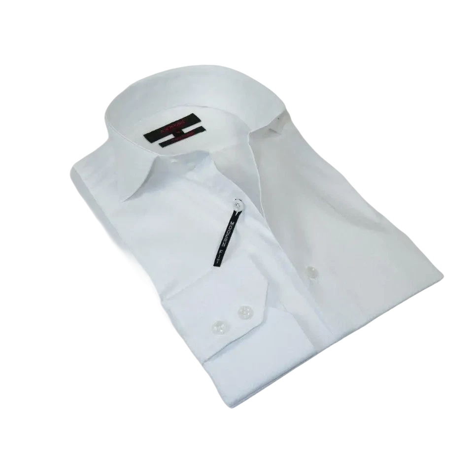 Men's Axxess Turkey Shirt 100% Egyptian Cotton High Collar 224-03 White Pique - Image 2 of 4
