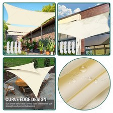 Image of HEAVY DUTY SUN SHADE SAIL GARDEN PATIO AWNING CANOPY 98% UV BLOCK WATERPROOF UK