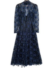 VNTG Gunne Sax 80  s Royal Blue Lace Dress Victorian Style Sz 3 USA - PLEASE READ