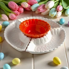 Vintage California Pottery Chip and Dip Serving Set L56