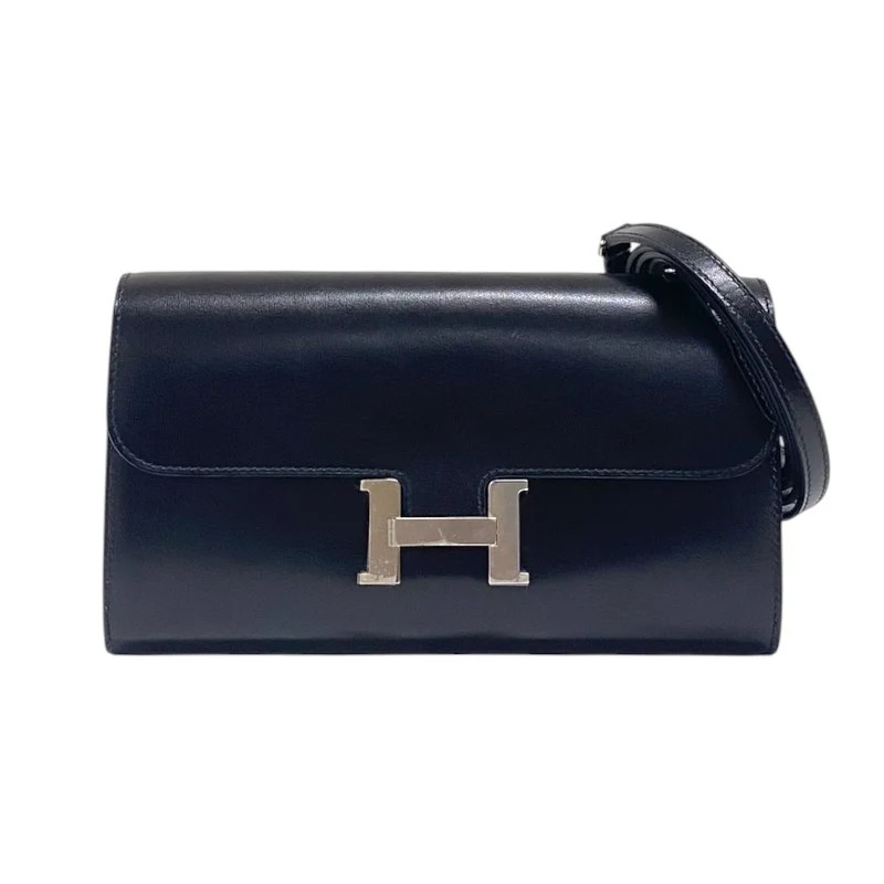 HERMES Constance To Go W Stamp Black SHW Box Calf Shoulder Bag #184