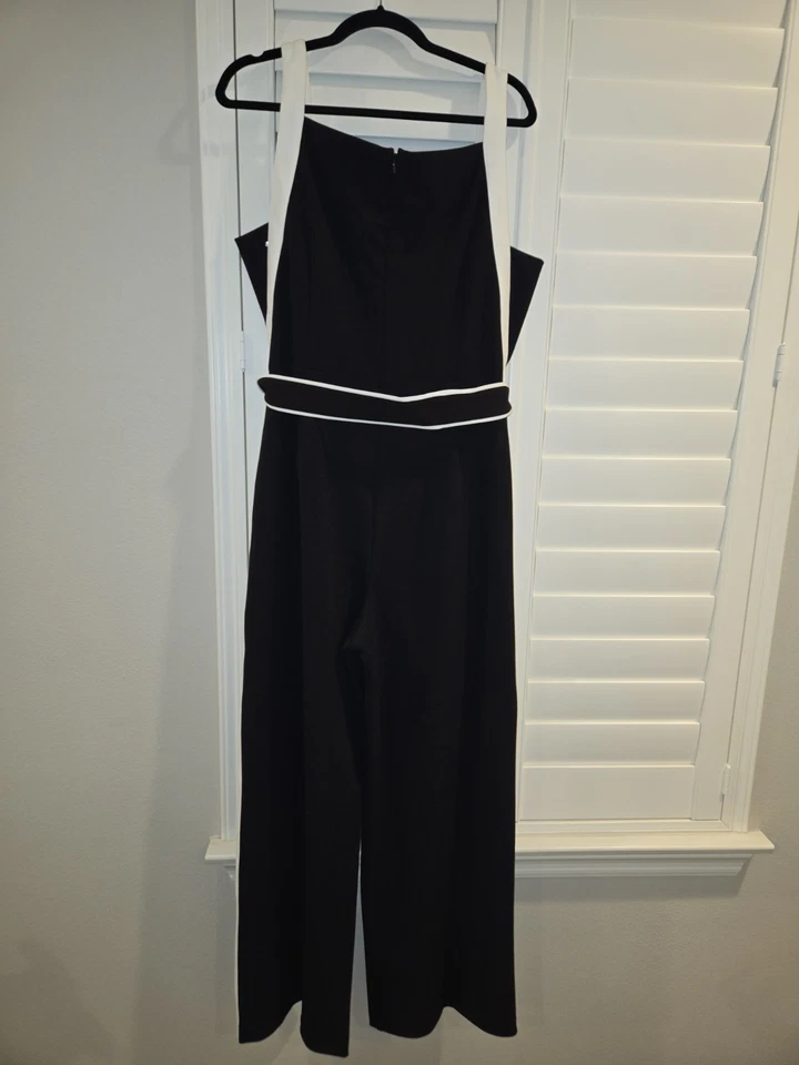 Новый без ценников комбинезон White House Black Market черно-белый креп размер 16 - Изображение 2 из 4