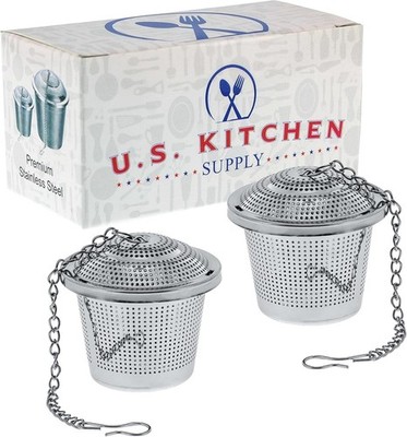 2 Stainless Steel Tea Ball Strainer Infusers - 2'' Size with Micro Perforated...
