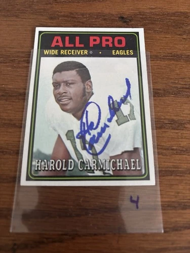 Philadelphia Eagles Harold Carmichael Signed Topps 1974 Rookie Card