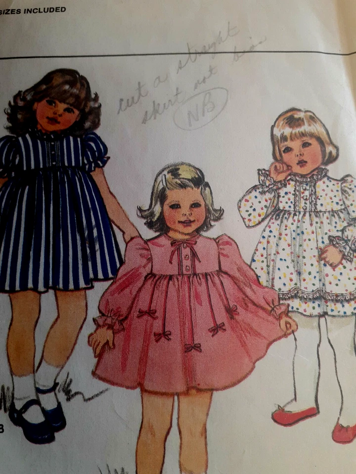Butterick 4673 Dress Panties Sewing Pattern Girls 1 2 3 4 VTG Cut Flare Party - Image 2 of 4