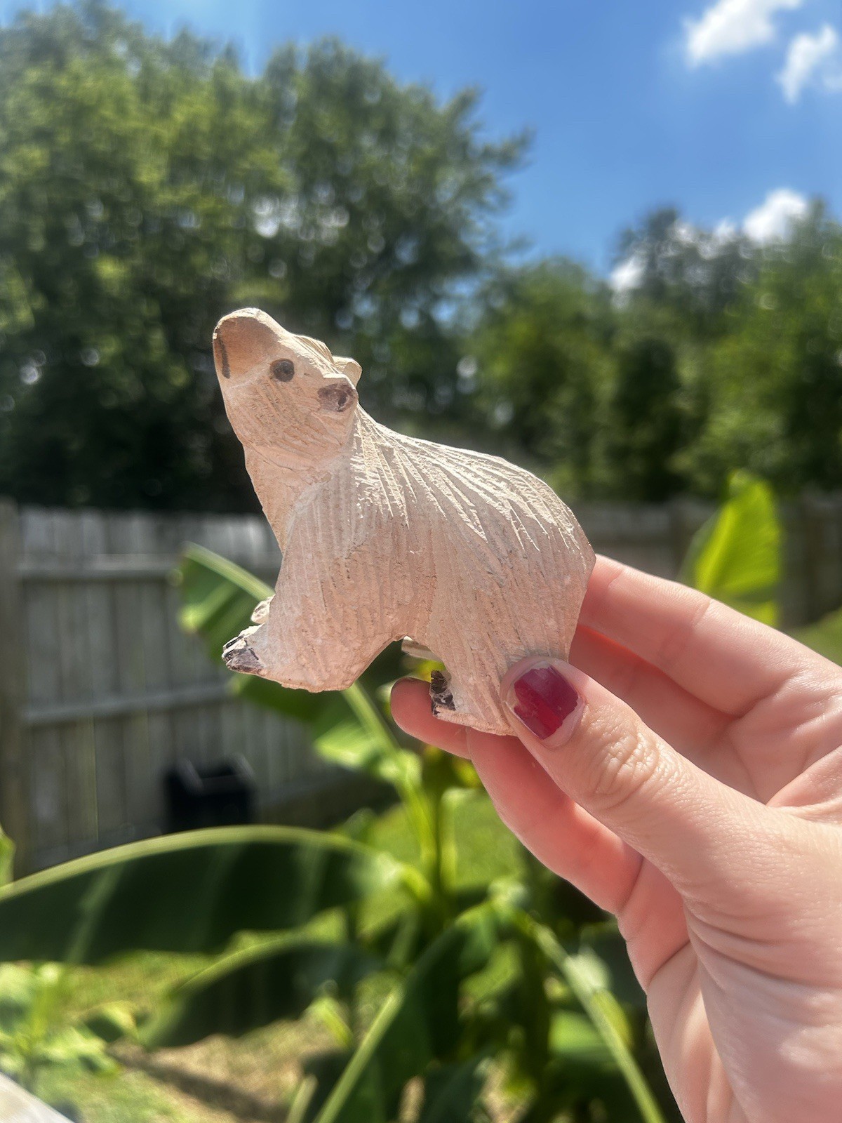 Hand Carved, Unique Clay Polar Bear Figurine, Probable Artesania Rinconada