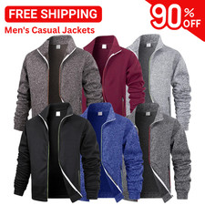Autumn Men's Slim Fit Zip Up Fleece Jacket Warm Windproof Casual Coat Sport Gift