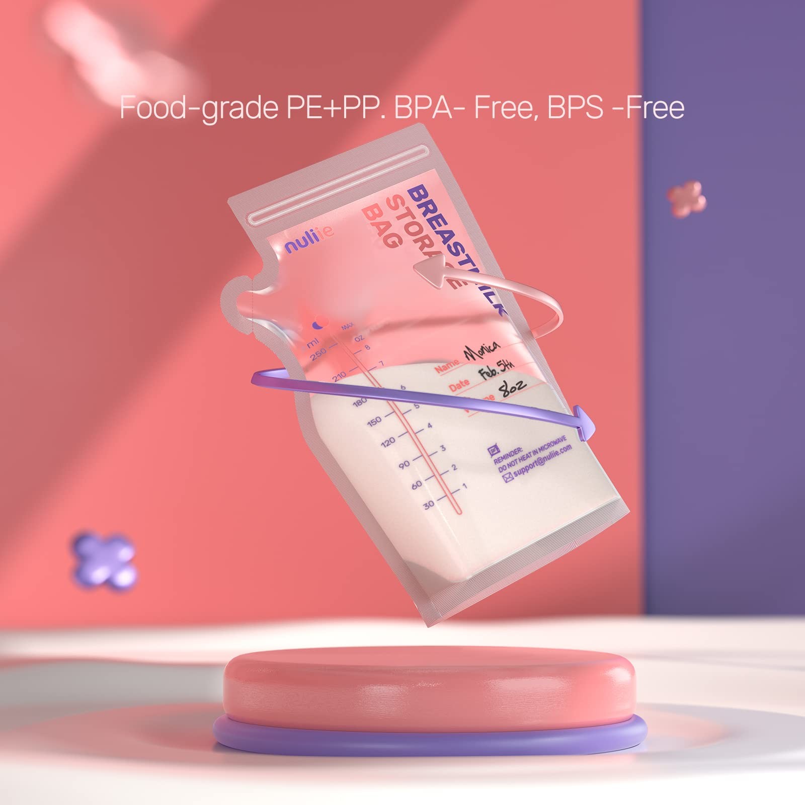 Nuliie 120 Pcs Breastmilk Storage Bags, 8 OZ Breast Milk Storing Bags, BPA-F...