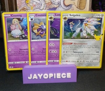 pokémon 25th anniversary Cosmog, Cosmovum, Lunala & Solgaleo Holo Artset