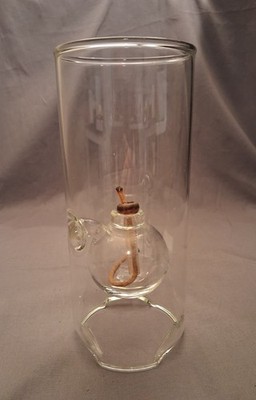 Vintage Wolfard Glass Blowing Hand Blown Clear Glass Oil Lamp About 9''