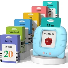 Spanish English Talking Flash Cards for Toddlers - 258 Cards, 516 Words