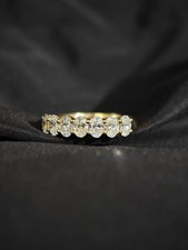 1.00 CT Oval Lab Grown Diamond Half Eternity Band Ring In 14k Yellow Gold Finish