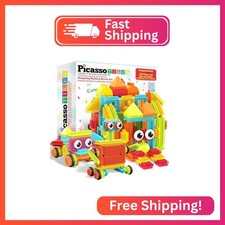 PicassoTiles 120pcs Hedgehog Interlocking Building Blocks Tiles Construction Toy