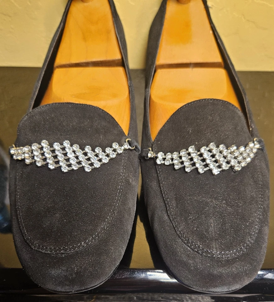 Cloudwalkers Jewel Black Suede Loafers – Women’s Size 12W, Rhinestone Detail - Image 2 of 4
