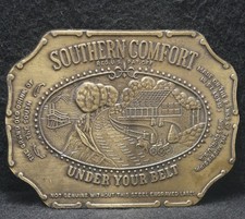 XD13115 VINTAGE 1970s  SOUTHERN COMFORT UNDER YOUR BELT  LIQUOR BELT BUCKLE
