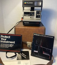Polaroid Sun600 LMS Instant Film Camera Vintage and Case  Paperwork