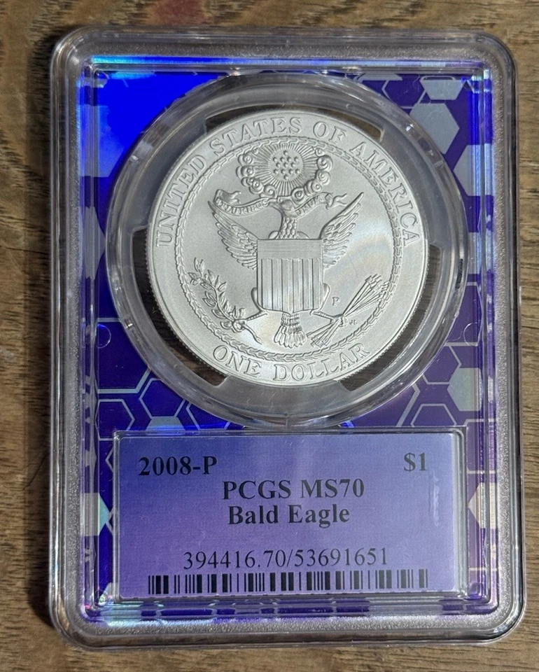 2008-P Silver Dollar - Bald Eagle PCGS MS70 2008 P $1 LIMITED BERT LABEL - Image 2 of 3