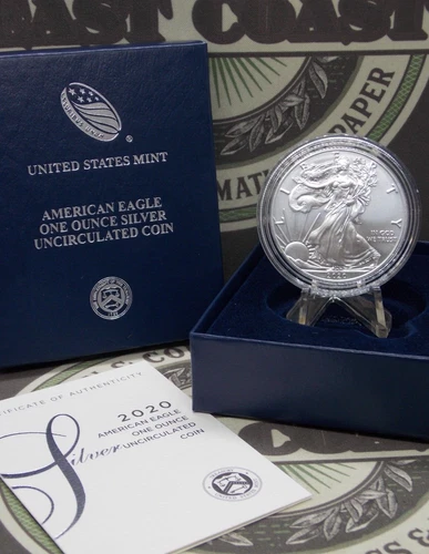 2020 "W" American *BURNISHED* Silver 1oz Eagle $1 BU UNC Box & COA ECC&C, Inc.