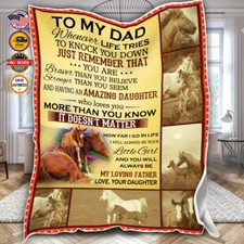 Personalized To My Dad Blanket, Horse Message Blanket, Customized Father's Day G