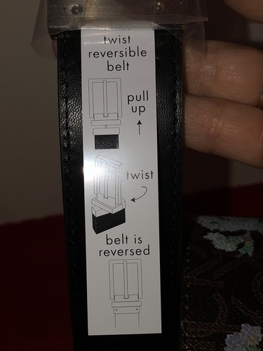 NWT S CALVIN KLEIN REVERSIBLE BROWN & BLUE FLORAL BELT SILVERTONE BUCKLE $42 - Picture 7 of 12