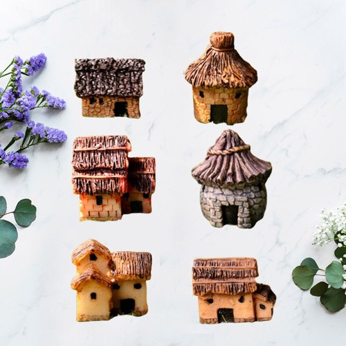 6 Pcs Miniature Garden Village Miniature Fairy House Miniature Micro Landscape
