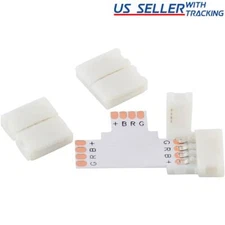 10x 4-pin T-Shaped Solderless Splitter Coupler Connector for 10mm RGB LED Strip