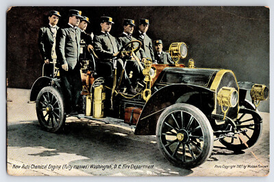 [7i8] Postcard 1910, New Auto Chemical Engine, Washington DC Fire Department