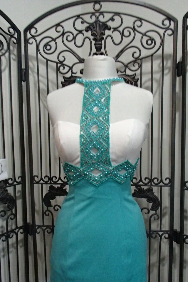 VESTIDO DE GRADUACIÓN FORMAL DE CÓCTEL G2003-4 RACHEL ALLAN 4006 JADE TALLA 4 U 8 $339 Foto 3 de 4
