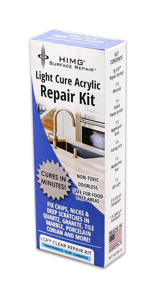 CLEAR LIGHT CURE ACRYLIC REPAIR KIT - FOR GRANITE, MARBLE, TILE, QUARTZ, - Image 2 of 4