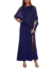 NEW RM RICHARDS BLUE EMBELLISHEDI SHEATH DRESS MAXI GOWN SIZE 12 128