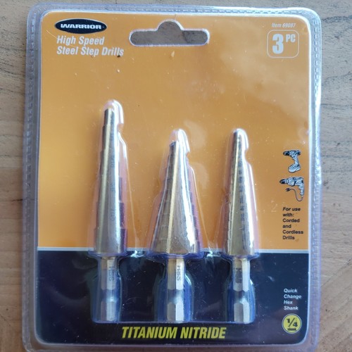 NEW Titanium High Speed Steel Step Bit Set 3 Piece Warrior eBay