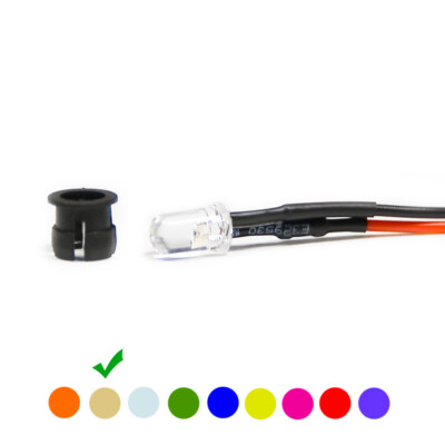 50 x Verkabelte Dioden LED Plastik Halterung Wired Warm Weiß Klare Linse 9V 5mm