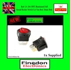 Red 12V 20A SPST illuminated Full Round Rocker Switch Car Van Boat 20mm Hole