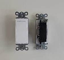 (2 PK) White Garbage Food Waste Disposal Switch Decorator Rocker 15A Single Pole