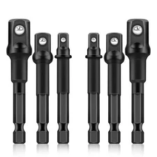 6PCS Impact Grade Socket Adapter Set, 1/4", 3/8",1/2" Drive Drill Socket Adapter