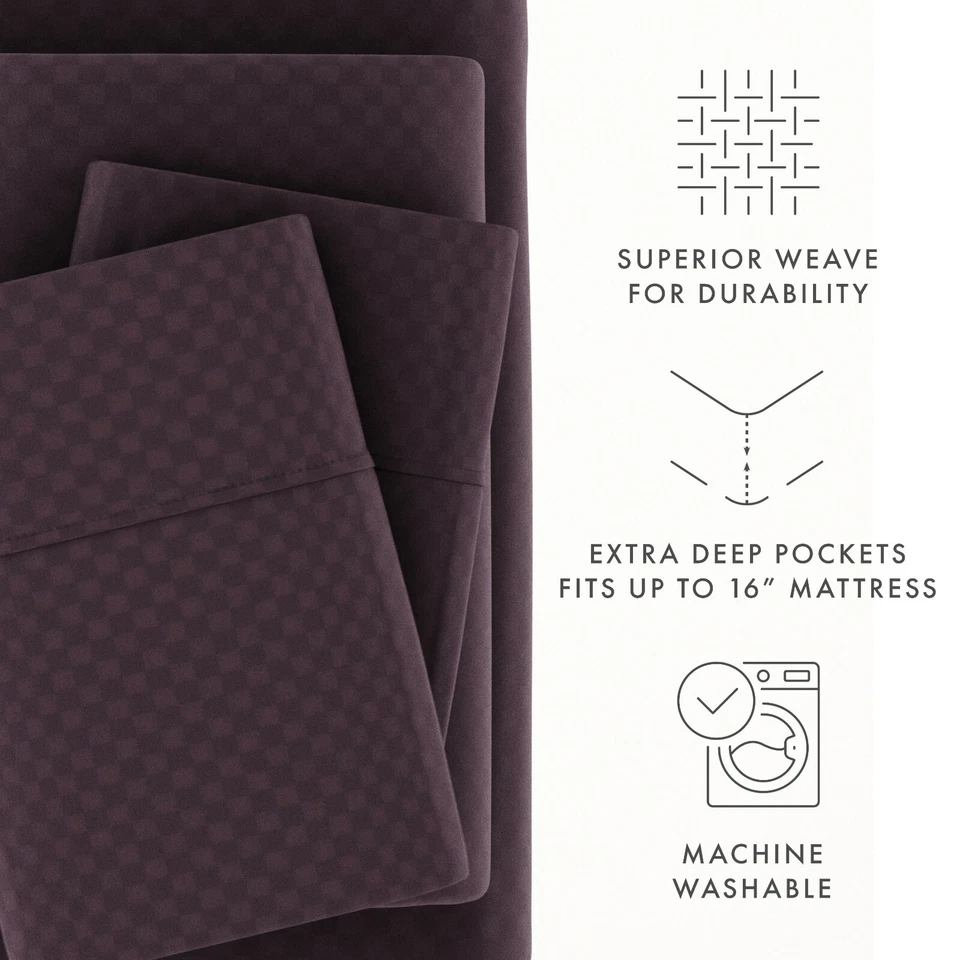 Luxury Soft Embossed 4PC Sheets Set by Kaycie Gray -Checkered, Chevron and More - Image 3 of 4