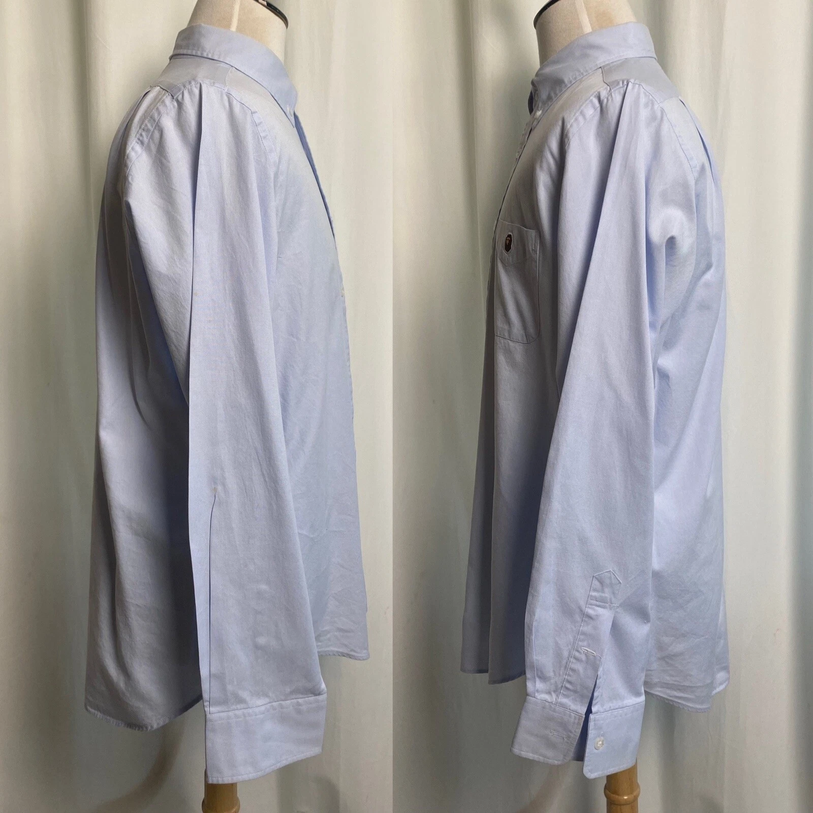 A BATHING APE (BAPE) Camicia abito vintage A Bathing Ape Classics Bape blu manica lunga abbottonata XL