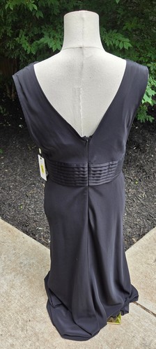 Calvin Klein Women's Long Black Cowl Evening Dress Gown Wedding NWTs Satin Waist - Picture 4 of 4