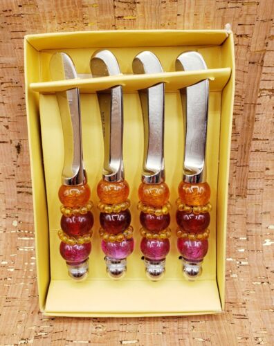 Cheese Knife Charcuterie Knives NEW Canape Set Pier 1 Imports Purple, Orange 5"  - Afbeelding 1 van 6