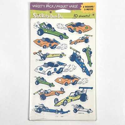 NEW Stickety-Doo-Da RACE CARS DINOSAURS ROBOTS Stickers 10 Sheets 3 Designs
