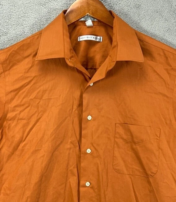 Geoffry Beene Mens 36 16.5 Shirts Orange Button Up Long Sleeve Wrinkle Free - Image 4 of 4