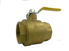 2" NPT Forged Brass Ball Valve, 600# WOG,  w/ Yellow Handle