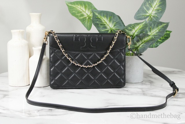 tory burch black leather purse