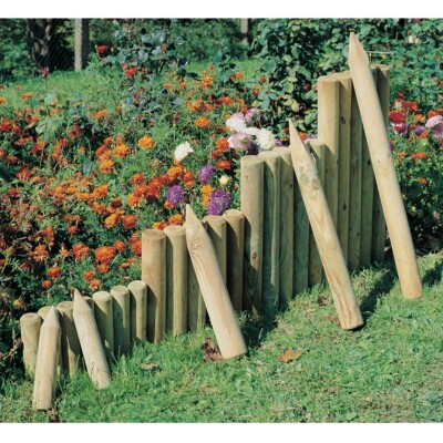 Palisade Beetumrandung ø 6/8cm verschiedene Längen Holz-Pfosten Pfahl Rasenkante