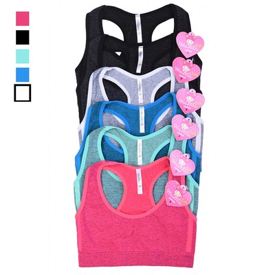 Set of 6 Seamless Sport Bra Crop Tops for Junior Training Racerback Style Stre