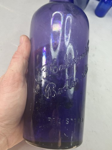 Antique Bottle Lot Purple Cobalt J.F Callahan & Co Whiskey United Mineral, Bromo - Picture 2 of 20