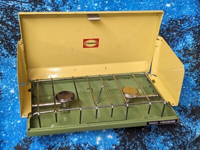 Vintage Metal Primus Streamliner 2 Burner Propane Camping Stove 