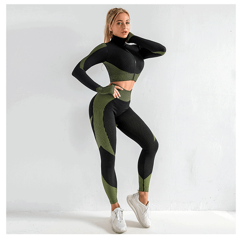 Women's Workout Sets 3 Piece Seamless Textured Running Clothes Yoga Sportswear - Picture 50 of 113